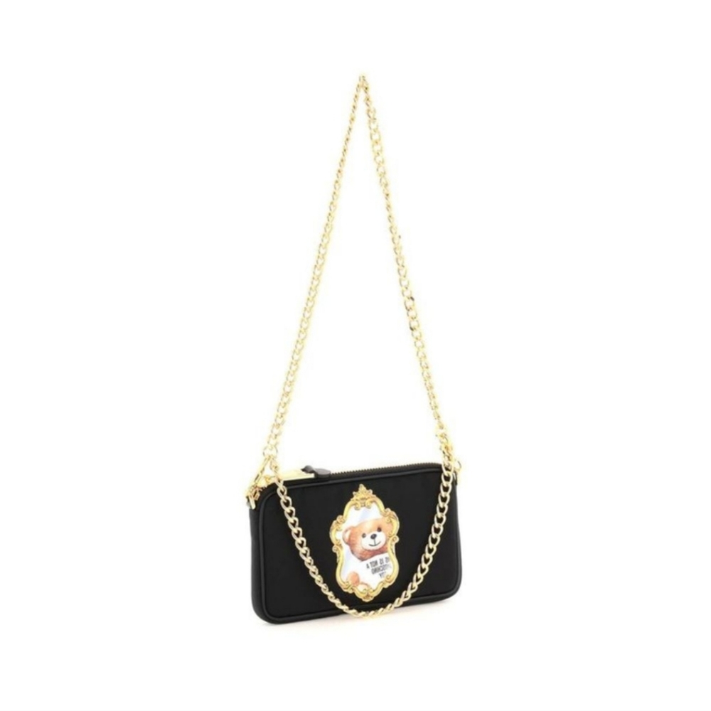 NWOT MOSCHINO Women's Black Teddy Bear Chain Strap Shoulder Bag